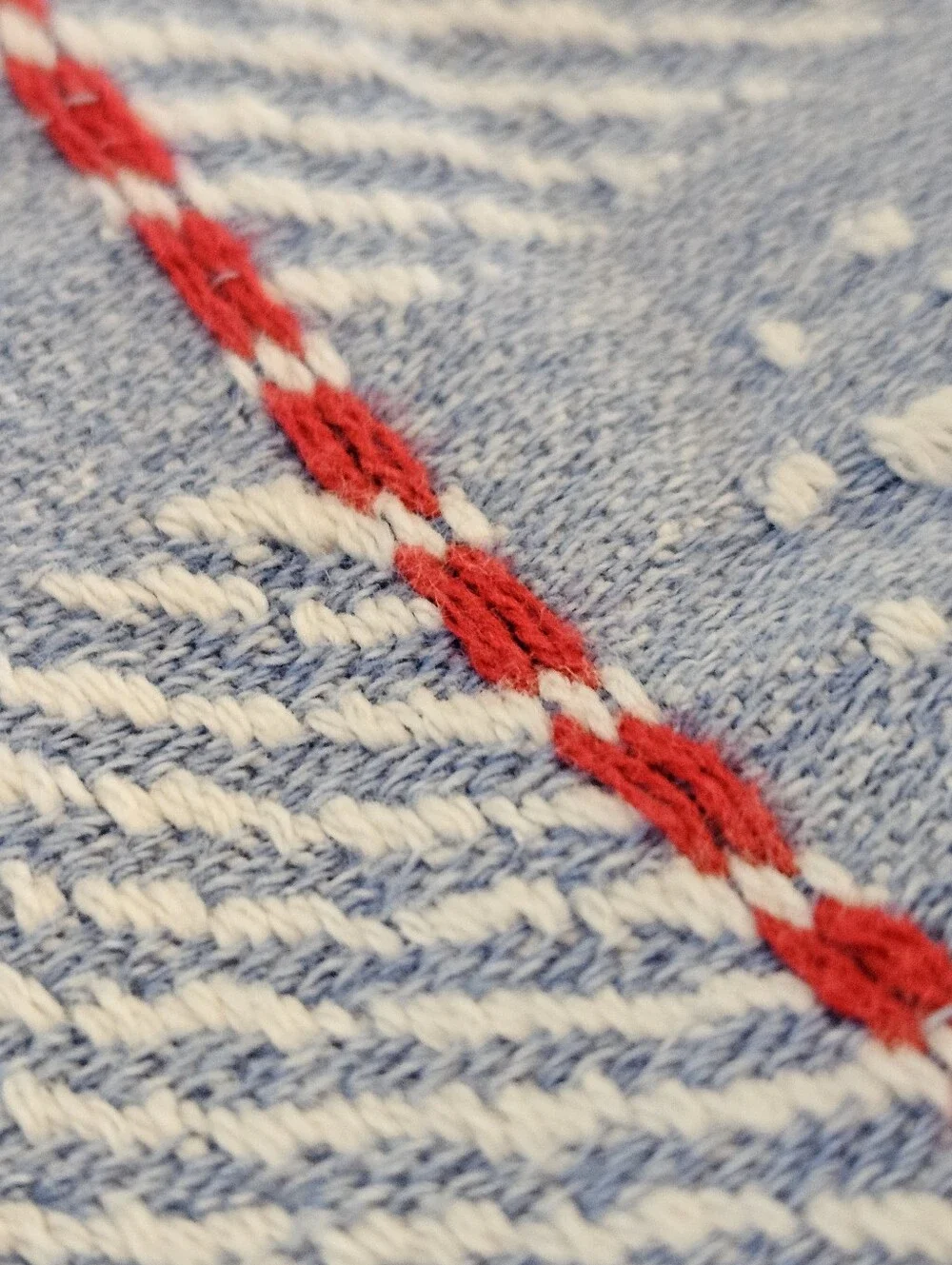 Bates Bedspreads 1960's Blue Daisy Knit Coverlet Beadspread Approx 82